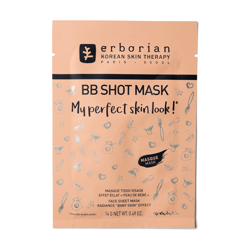 Erborian, тканевая BB-маска с комплексом из белого женьшеня: увлажняет, разглаживает кожу, улучшает текстуру, придает сияние