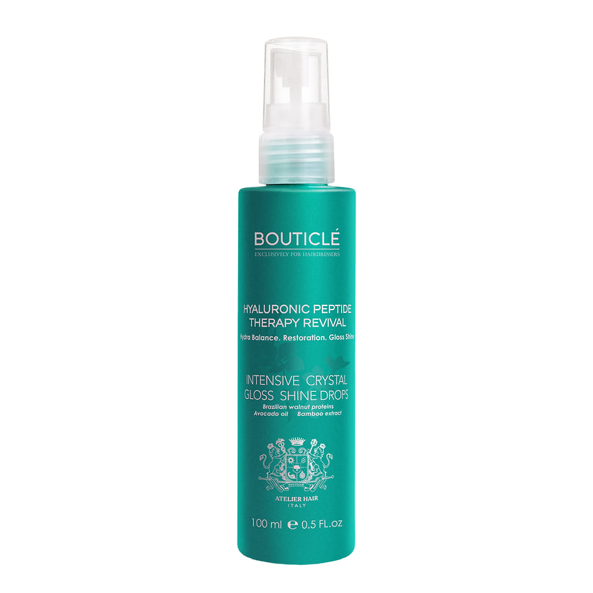Bouticle, средство для сильно поврежденных и сухих волос Intensive Crystal Gloss Shine Drops: разглаживают кутикулярный слой, обеспечивают легкое расчесывание непослушных, жестких волос, придают гладкость и блеск