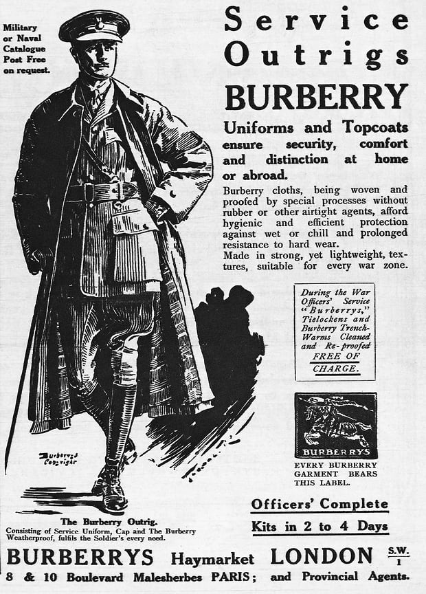 Реклама одежды Burberry, 1918 год