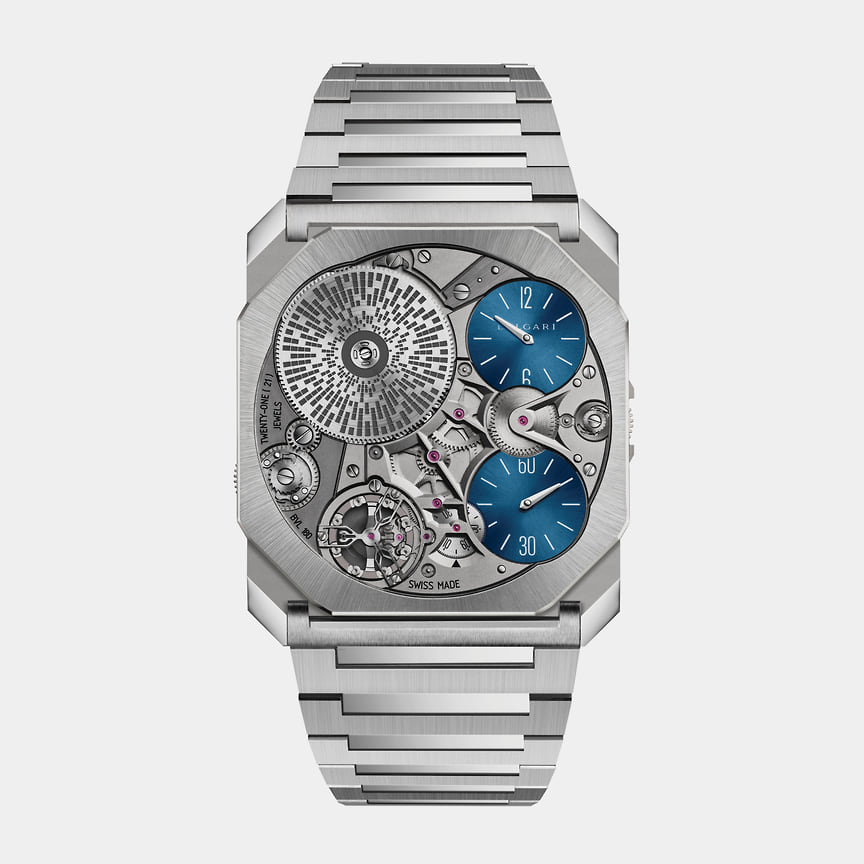 Часы Bvlgari Octo Finissimo Ultra толщиной 1,8 мм, платина, ультратонкий мануфактурный механизм с ручным заводом, лимитированная 20 экземплярами серия