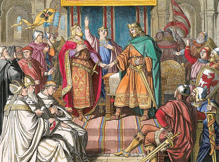 Верденский договор 843 года покончил с единой Европой: империя Карла Великого была разделена между тремя его сыновьями 

