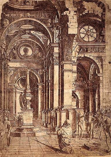 &quot;Гравюра Преведари&quot;, сделанная по рисунку Браманте в 1481-м, за год до приезда да Винчи в Милан, доказывает, что Браманте сложился как мастер без влияния Леонардо 
