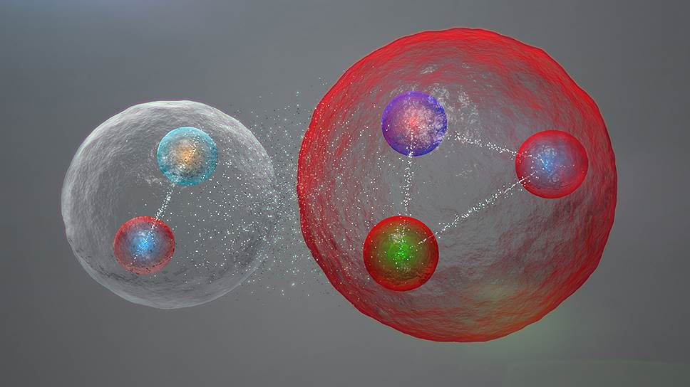 Пентакварки — новые частицы, состоящие из четырех кварков и одного антикварка. Они могут быть как сильно связанной пятикварковой конструкцией, так и &quot;молекулой&quot; из двух- и трехкварковых образований