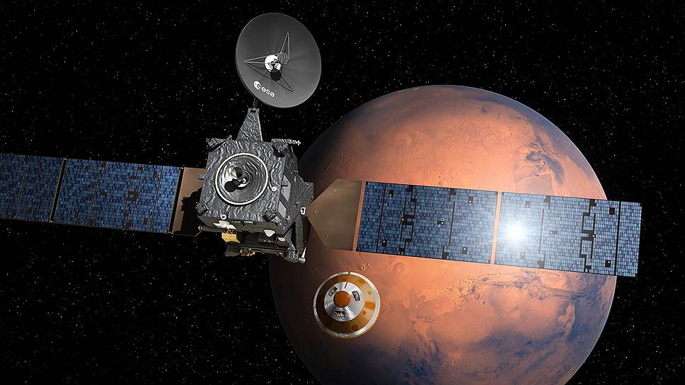 Модуль Schiaparelli, задачей которого была отработка посадки на поверхность Марса, благополучно отделился от TGO 16 октября 2016 года, но спустя три дня из-за сбоя в определении высоты разбился о поверхность планеты 
