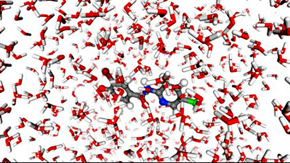Молекула лекарства из базы данных AIRI, оптимизированная в водном окружении