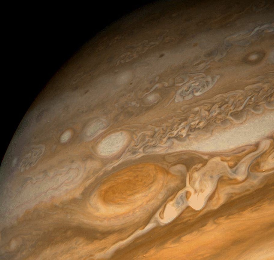 Штормы на Юпитере, снятые аппаратом Voyager-1