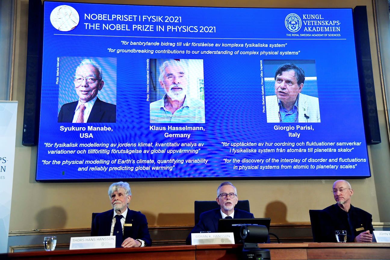 Лауреатами Нобелевской премии по физике стали ученые Сюкуро Манабэ, Клаус Хассельман и Джорджо Паризи