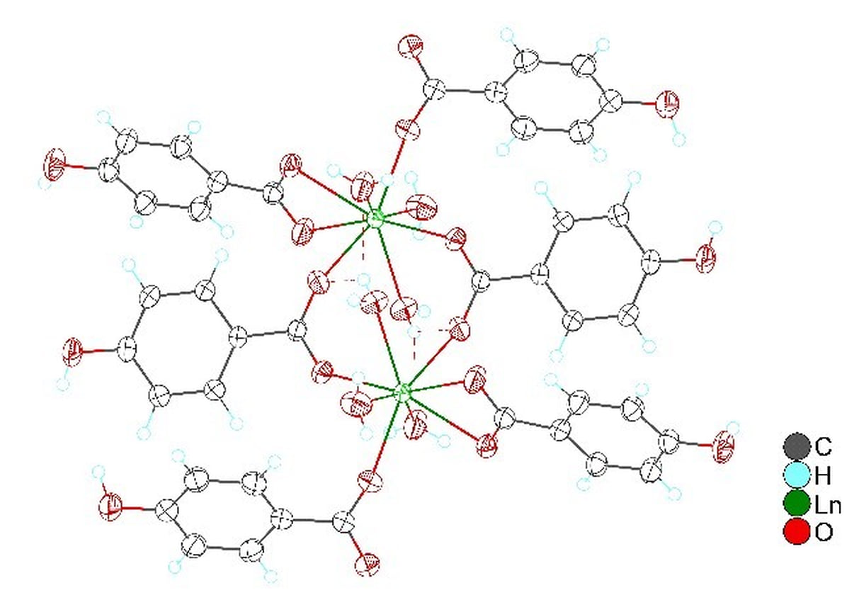 Молекулы ионов тербия и европия в кристаллических структурах