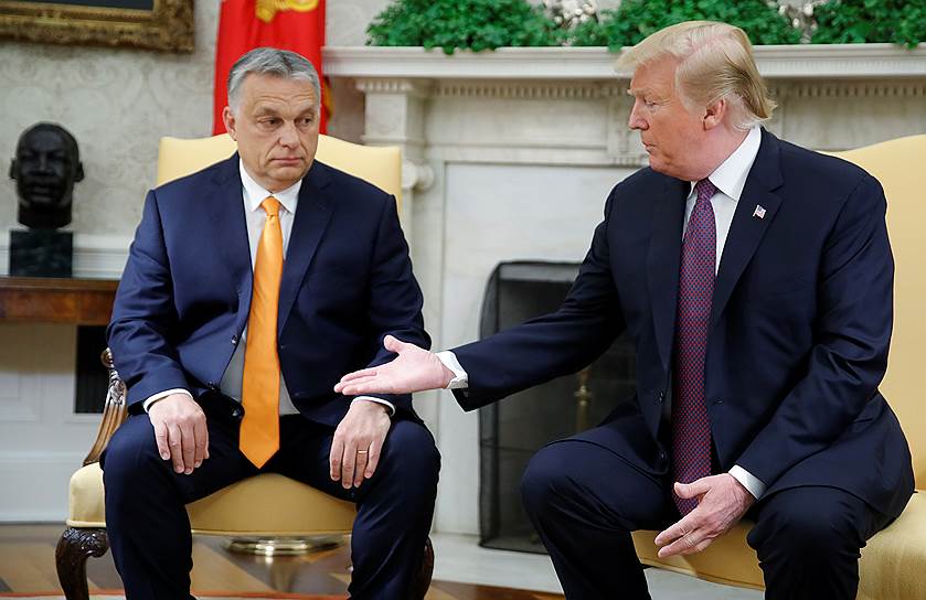 Премьер-министр Венгрии Виктор Орбан (слева) и президент США Дональд Трамп