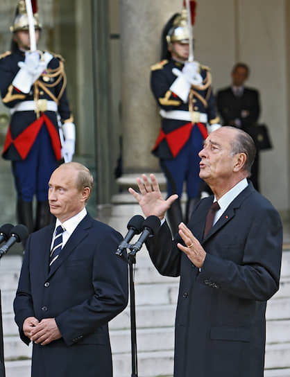Президент России Владимир Путин и президент Франции Жак Ширак в 2006 году