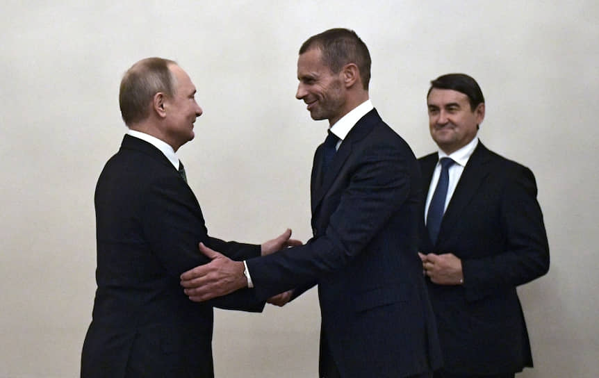 Президент России Владимир Путин и президент Союза европейских футбольных ассоциаций (UEFA) Александер Чеферин