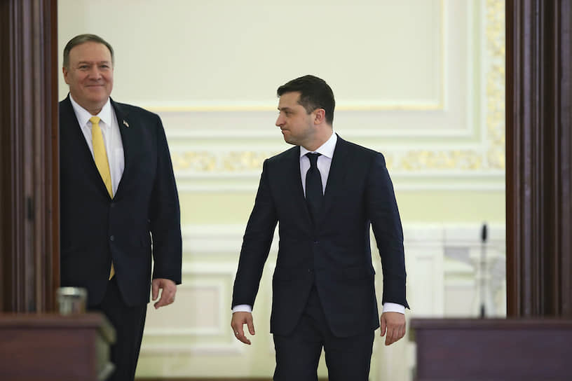 Госсекретарь США Майк Помпео (слева) и президент Украины Владимир Зеленский