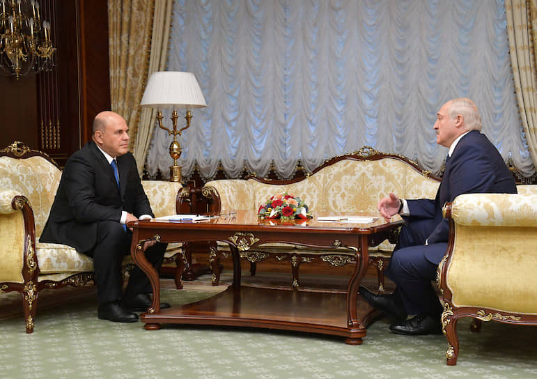 Премьер-министр России Михаил Мишустин и президент Белоруссии Александр Лукашенко
