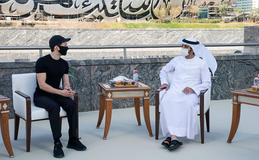 Павел Дуров (слева) и наследный принц Дубая шейх Хамдан бен Мохаммед бин Рашид аль Мактум
