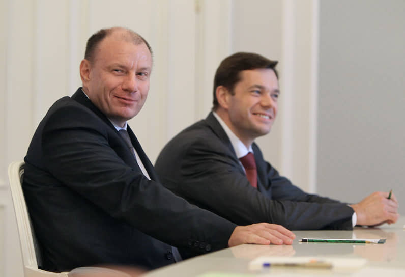 Российские бизнесмены Владимир Потанин (слева) и Алексей Мордашов