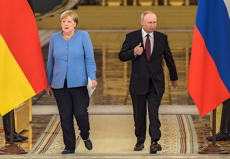 Ангела Меркель на встрече с Владимиром Путиным в августе 2021 года