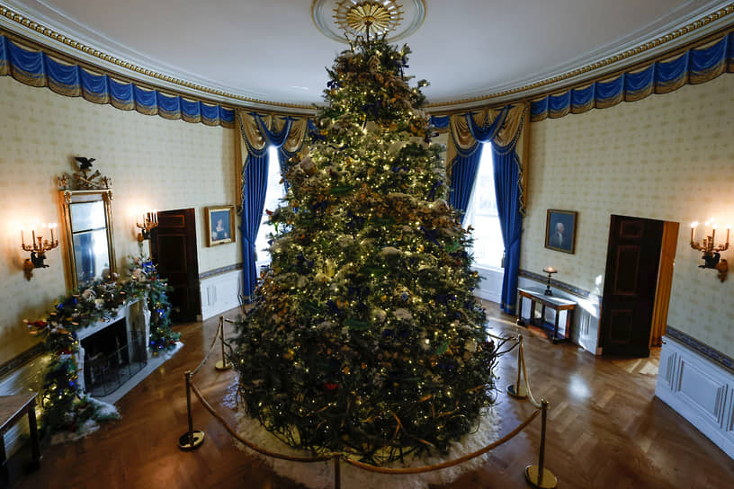 Рождественская елка Белого дома установлена в Голубой комнате