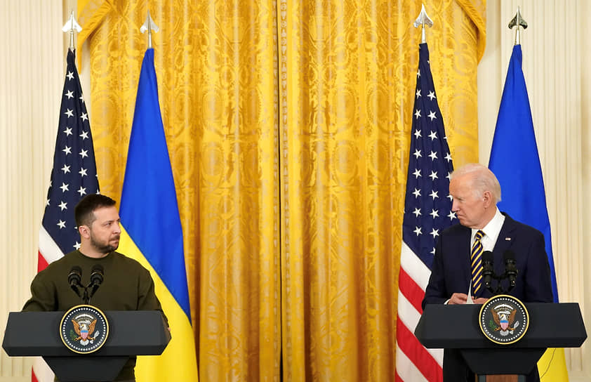 Пресс-конференция Владимира Зеленского (справа) и Джо Байдена
