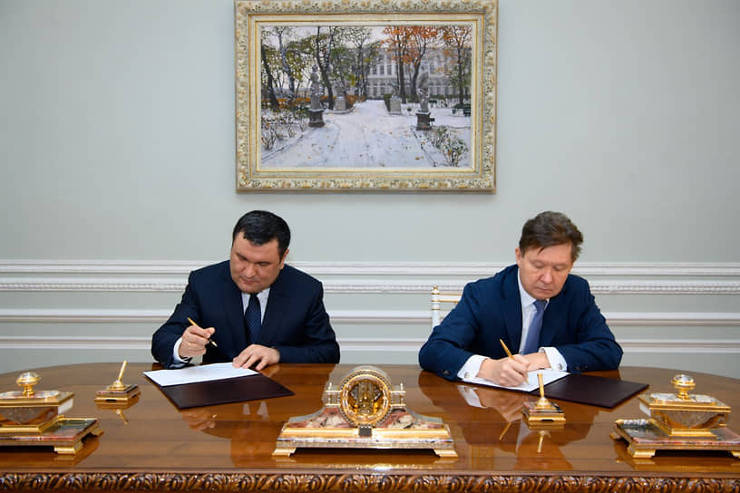 Рабочая встреча Алексея Миллера и министра энергетики Республики Узбекистан Журабека Мирзамахмудова 