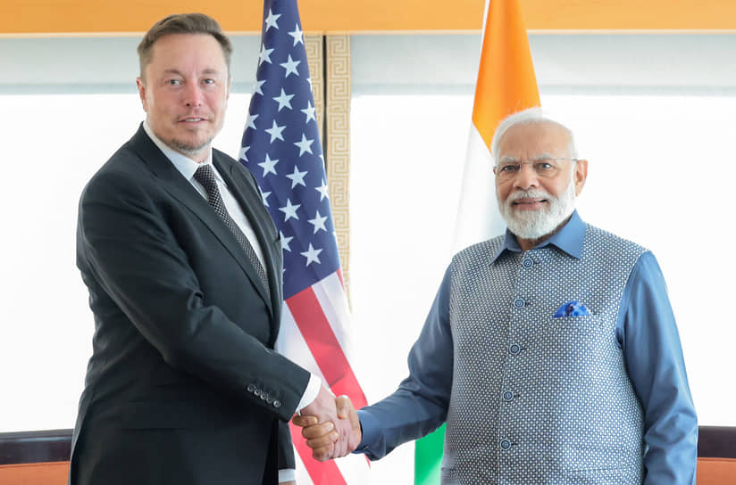 Гендиректор Tesla Илон Маск и премьер-министр Индии Нарендра Моди