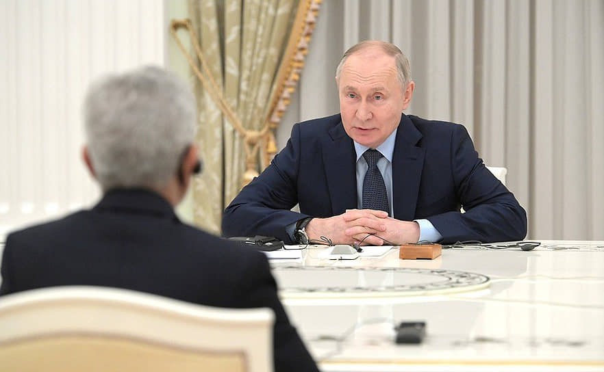 Владимир Путин во время встречи с Субраманиямом Джайшанкаром