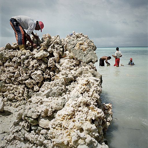 Местные жители строят стену из коралловых глыб, только так они смогут защитить деревенскую церковь от разрушения