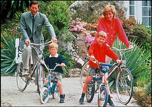 На этом семейном фото Чарльз, Диана и двое их мальчиков, Уильям и Гарри