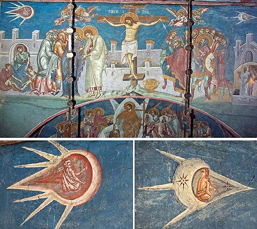 Символическое изображение архангелов на сербской средневековой фреске легко принять за космические корабли