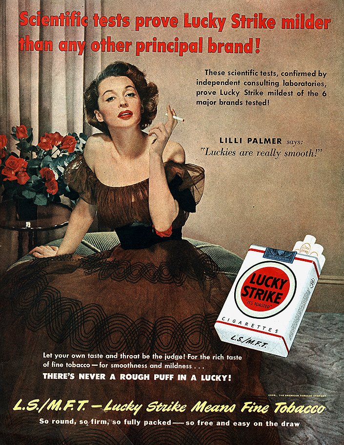 Реклама объясняла, что курить — это роскошно и эротично 
