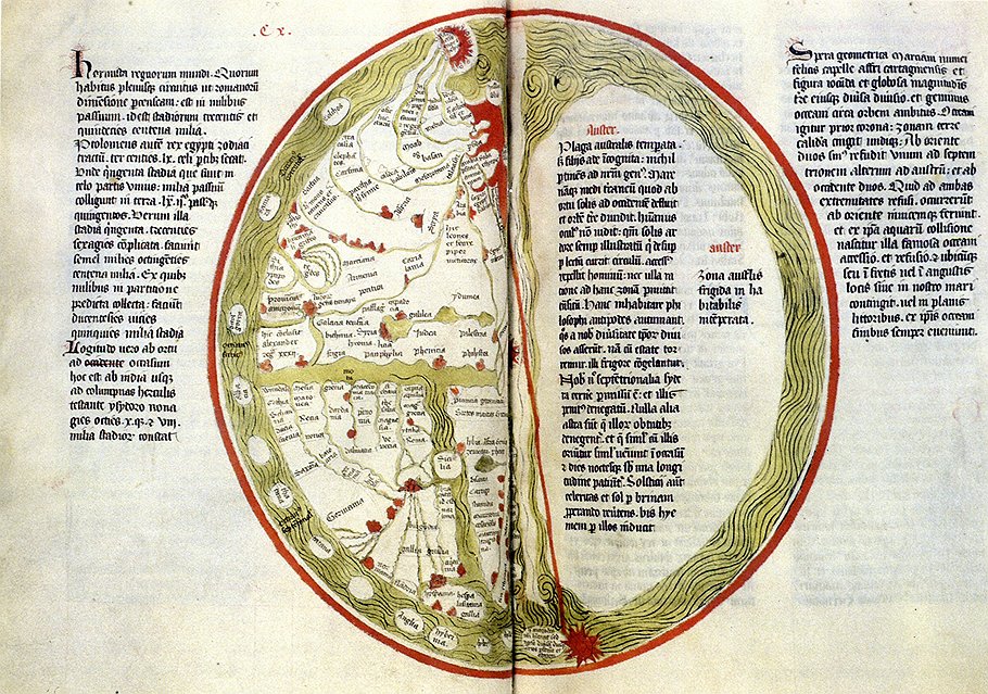 Схематическая карта мира из &quot;Цветистой книги&quot; Ламберта из Сент-Омера (Франция, XV век)