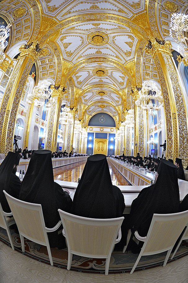 Встреча президента России с участниками архиерейского собора проходила в Андреевском зале Большого Кремлевского дворца