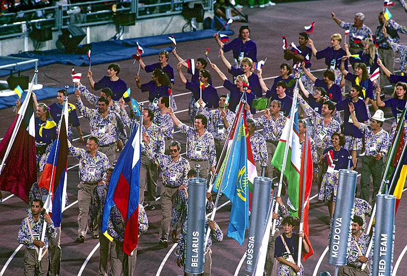 Последний парад советского спорта — делегаты стран СНГ на открытии Игр в Барселоне 