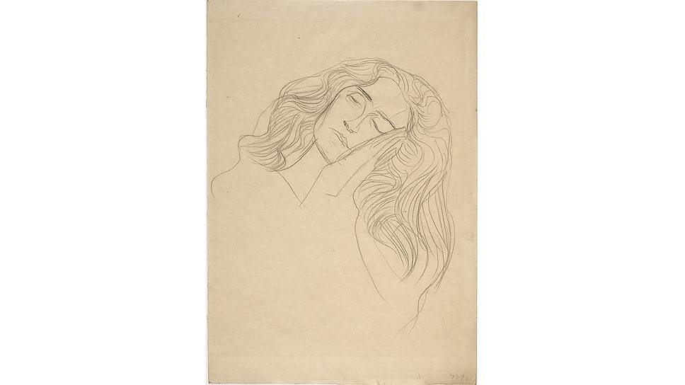 Густав Климт. &quot;Женское лицо, щекой прижатое к рукам&quot;. 1903 
