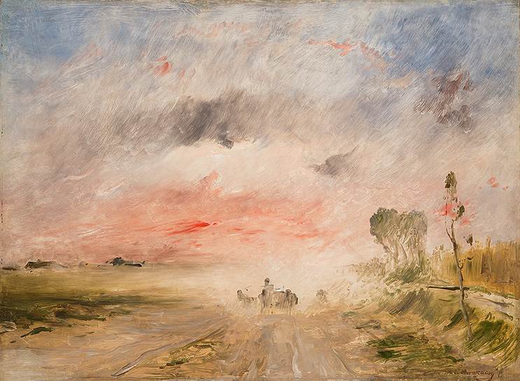 Национальный колорит в творчестве венгерского художника Михая Мункачи подчеркивают его пейзажи (на фото: &quot;Пыльная дорога II&quot;, 1874 год)
