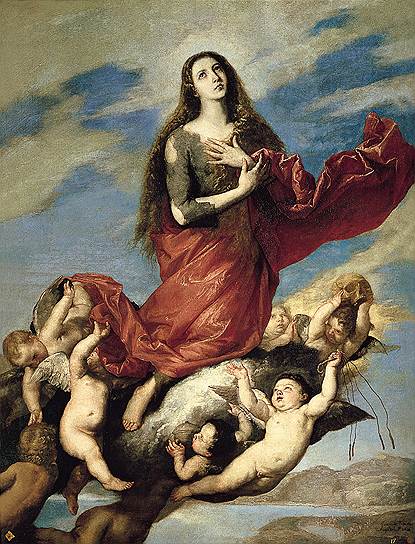 В «Женской Библии» говорится, что, согласно Евангелию, Мария Магдалина — ученица Христа, а вовсе не блудница и тем более не его жена, как иногда считают. Хосе де Рибера изобразил вознесение святой