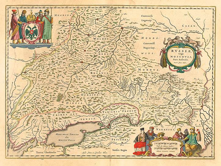 Карта Южной России Исаака Массы (1638 год), на которой отмечен Atamanskoi Gorod (Атаманский город) в устье Дона