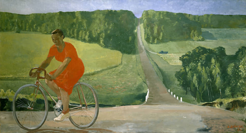 Александр Дейнека. «Колхозница на велосипеде». 1935 год