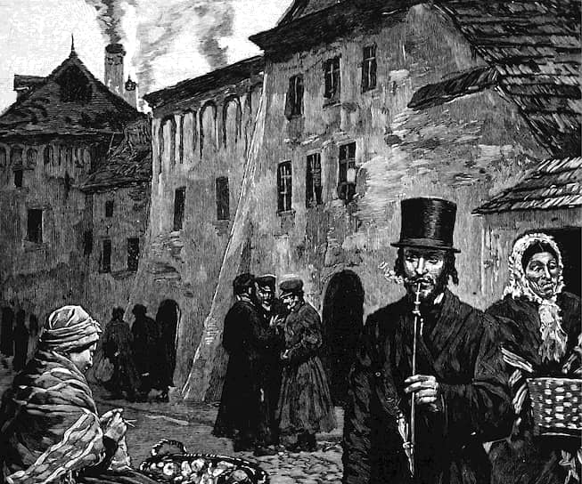 Еврейские гетто в польских городах существовали веками. На этой гравюре XIX века — гетто в Кракове