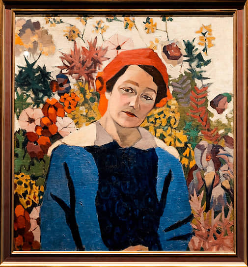 Аристарх Лентулов.Портрет М.П. Лентуловой в синем платье. 1913 год