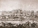 Вид на царскую усадьбу Ильинское со стороны реки. Литография начала прошлого века