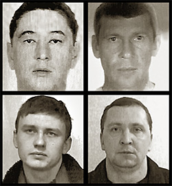 Слева направо: наследники Джема: Ева, Сахно, Пенсионер - сейчас они под судом. Андрей Макаренко, «положенец» «Общака», приговорен пожизненно в марте