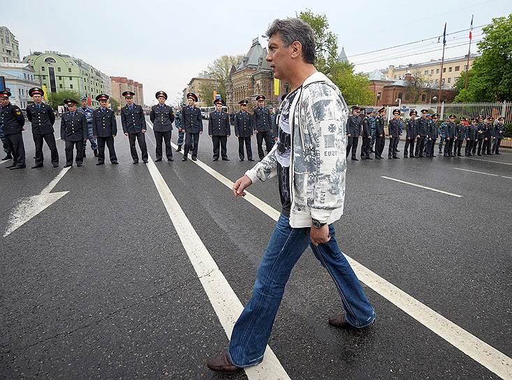Май 2012 года. Борис Немцов во время московской акции оппозиции «Марш миллионов», против инаугурации Владимира Путина