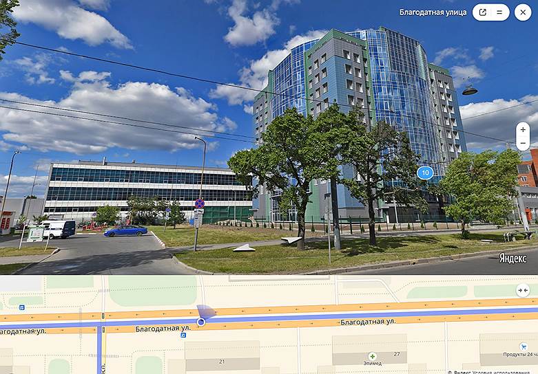 Скриншот с ресурса Яндекс-карты. Здание компании &quot;Элкус&quot;. Благодатная улица, дом 10