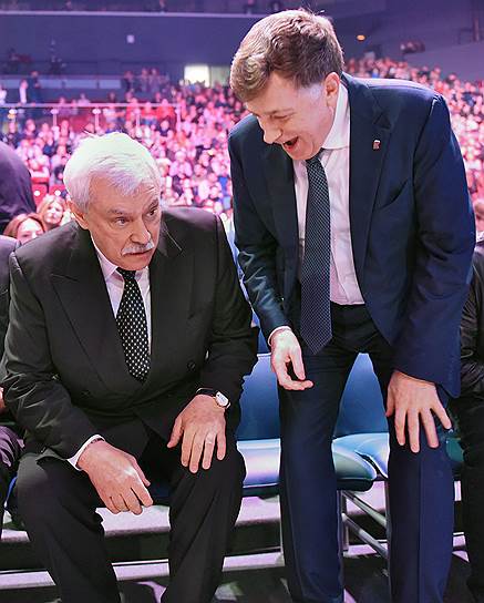 Губернатор Санкт-Петербурга Георгий Полтавченко (слева) и председатель Законодательного собрания Санкт-Петербурга Вячеслав Макаров (справа) 