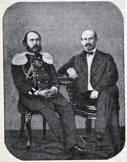 1860-е. Николай Иванович Путилов (справа) и Павел Матвеевич Обухов