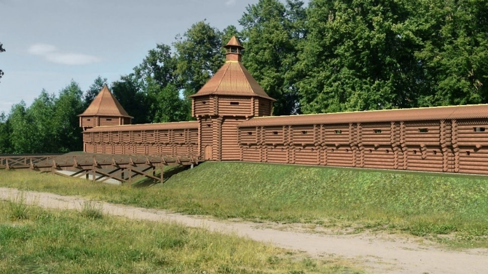 Эскиз крепостной стены в Угличе