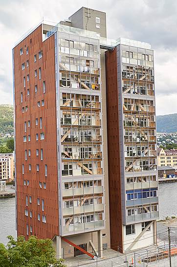 14-этажный дом в Бергене высотой 51 метр — самое высокое деревянное здание в мире