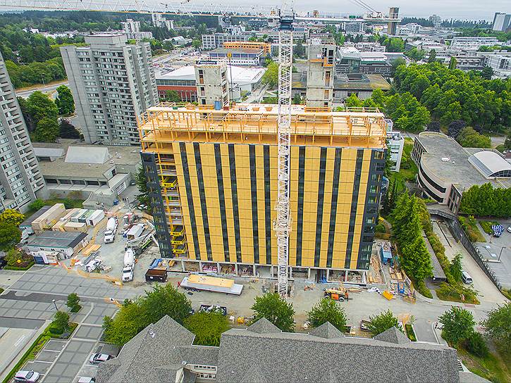 18-этажное студенческое общежитие Brock Commons в Канаде, построенное из дерева, скоро примет первых жильцов