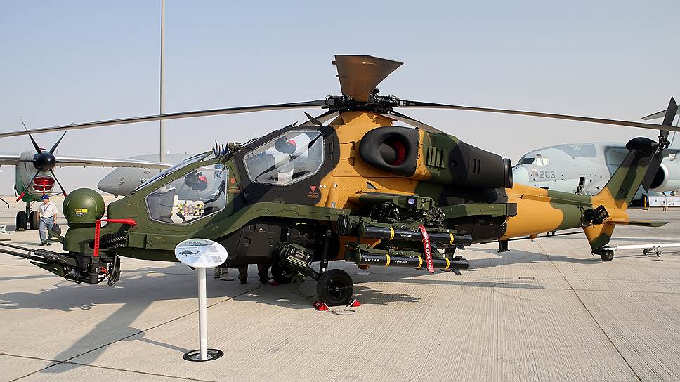 На вооружении турецкой армии стоит ударный вертолет Т-129 ATAK, созданный на базе разработок итальянской компании Leonardo