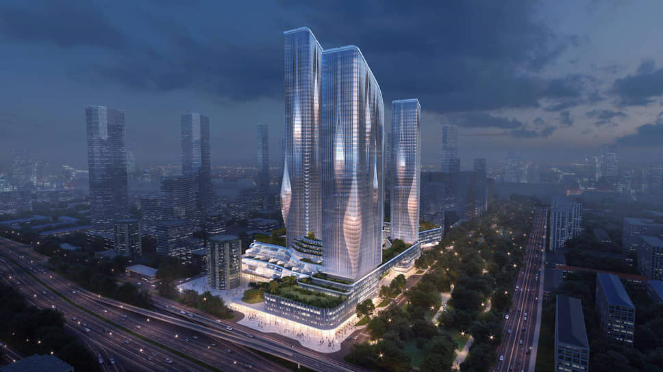Концепт-арт будущего жилого комплекса, спроектированного архитектурным бюро Zaha Hadid Architects 